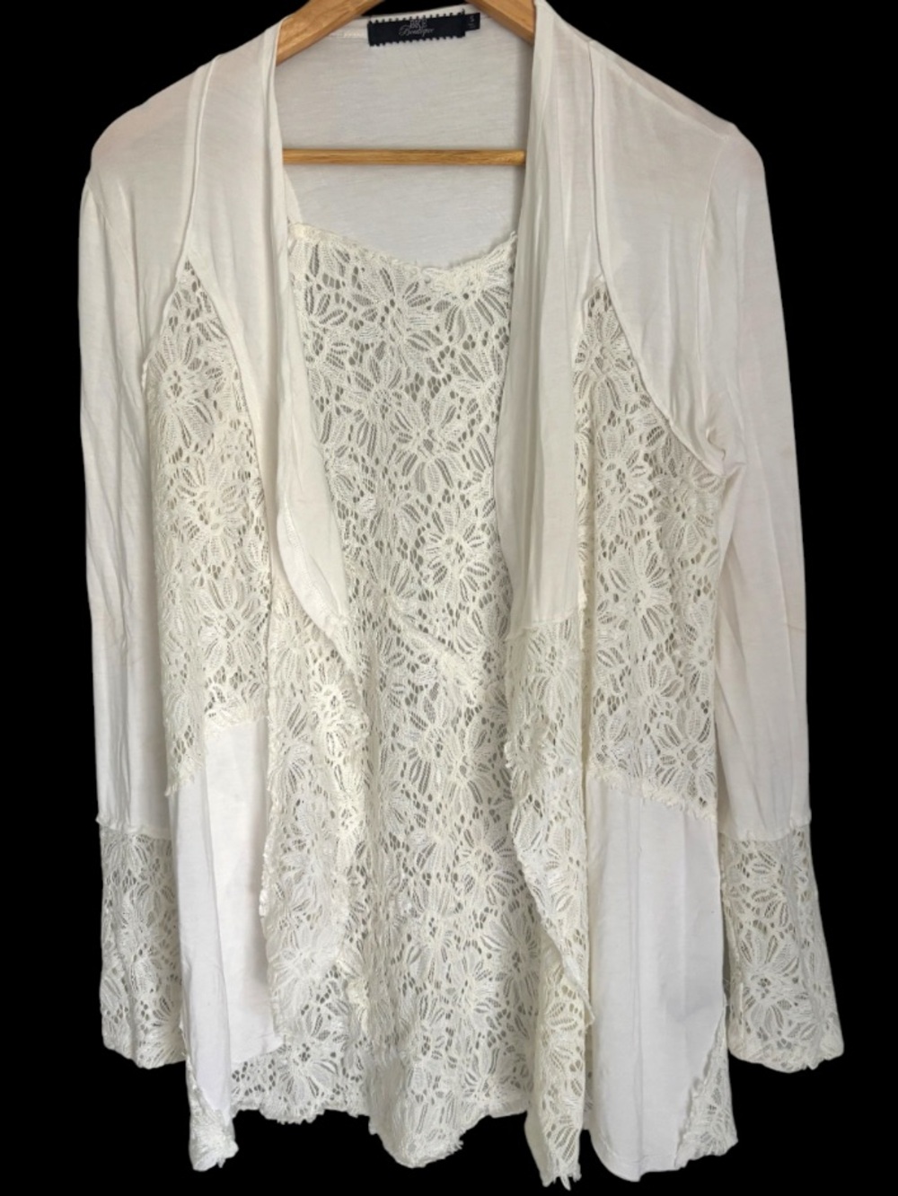 BKE Boutique Drape Lace Cardigan